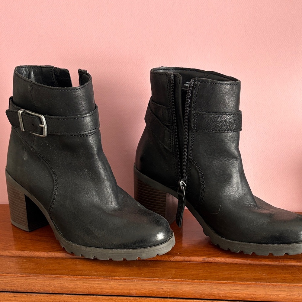 Clarks Black Heeled Ankle Boots